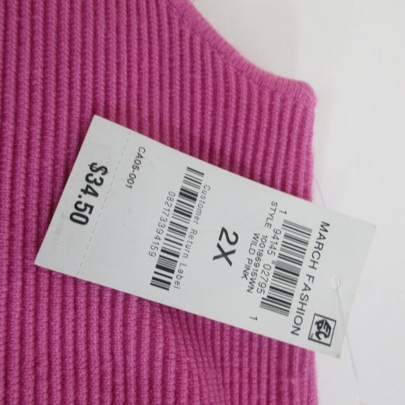 Bar III Tank Top Womens 2X Wild Pink‎ Nylon Stretchy Ribbed Square Neck Pullover - Picture 10 of 15